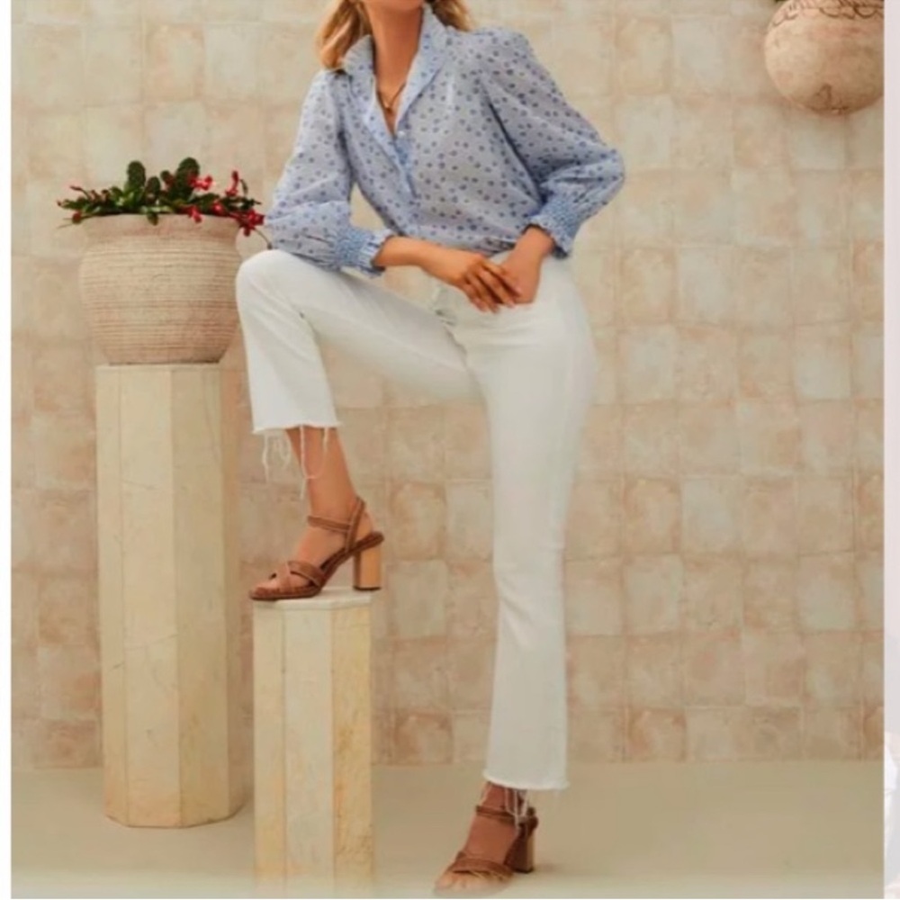 Like New MOTHER The Hustler Ankle Fray White Jeans Fairest Of Them All Size: 28 - Picture 3 of 15